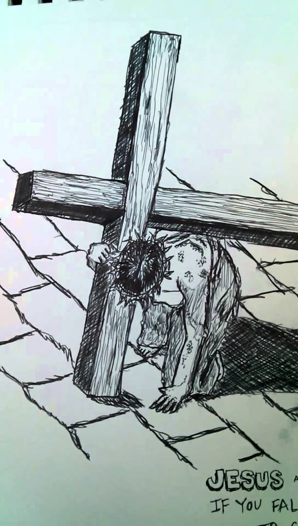 612x1080 Drawing Of Jesus Christ And The Cross - Jesus Christ On The Cross Sketch