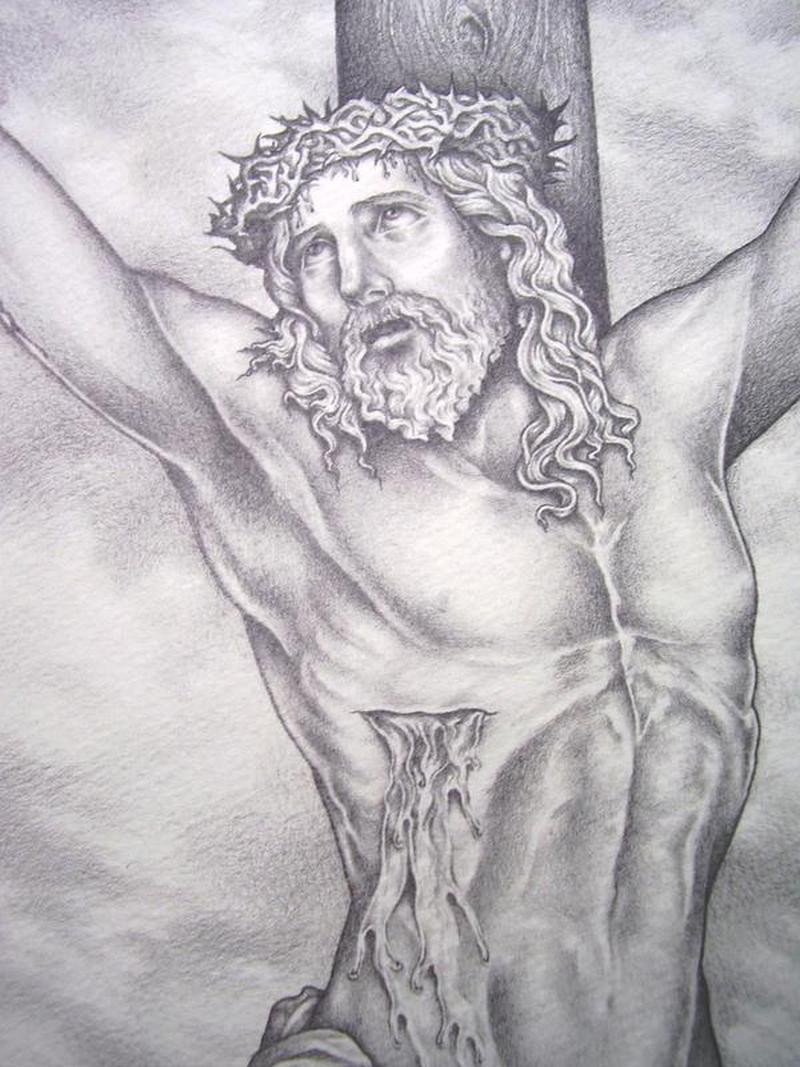 800x1067 Easy Jesus In Cross Pencil Drawings Pencil Drawings Of Jesus - Jesus Christ On The Cross Sketch