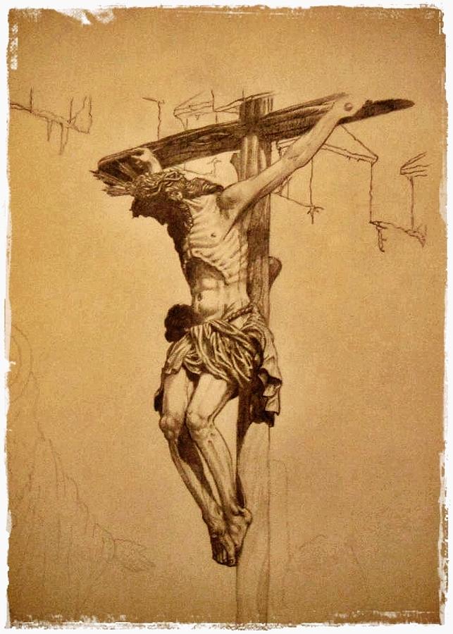 643x900 Crucifixion Of Christ Drawing By Jesus Catalan - Jesus Crucifixion Sketch