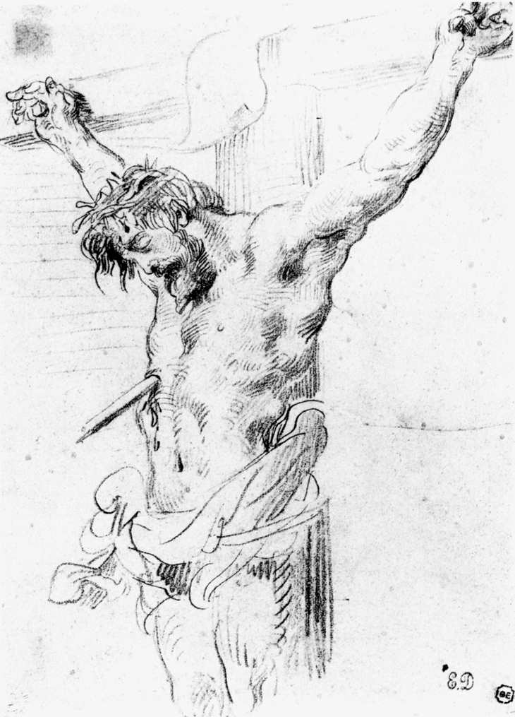 730x1015 Delacroix - Jesus Crucifixion Sketch
