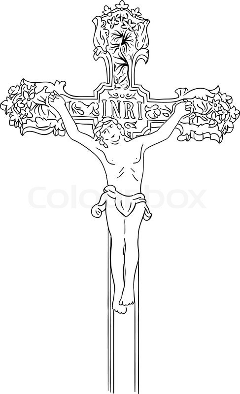 487x800 Simple Black Sketch Of Crucified Stock Vector Colourbox - Jesus Crucifixion Sketch