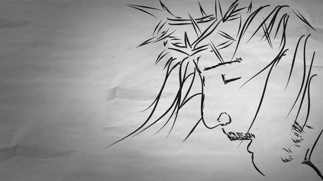 640x360 Jesus Face Sketch Looping Animation With Alpha Channel - Jesus Face Sketch