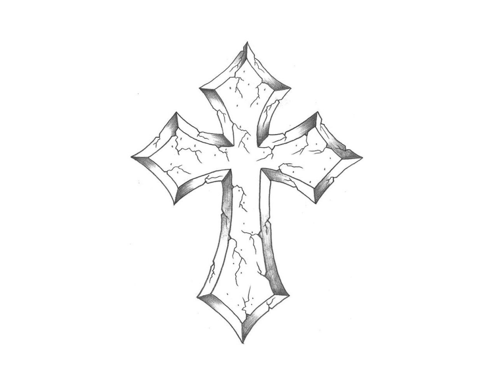 1024x768 Cross Sketch - Jesus On Cross Sketch
