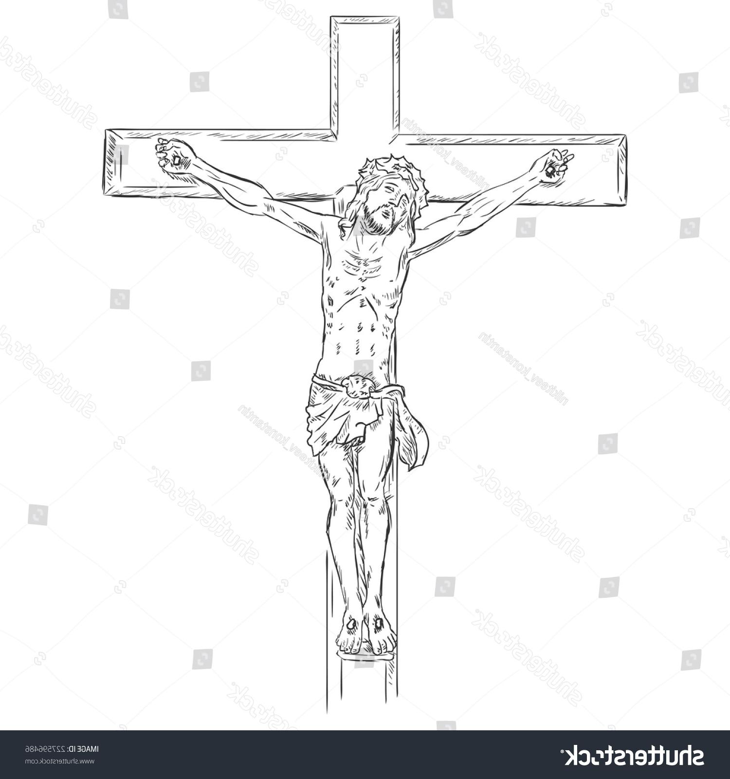 Jesus On Cross Sketch at PaintingValley.com | Explore collection of ...