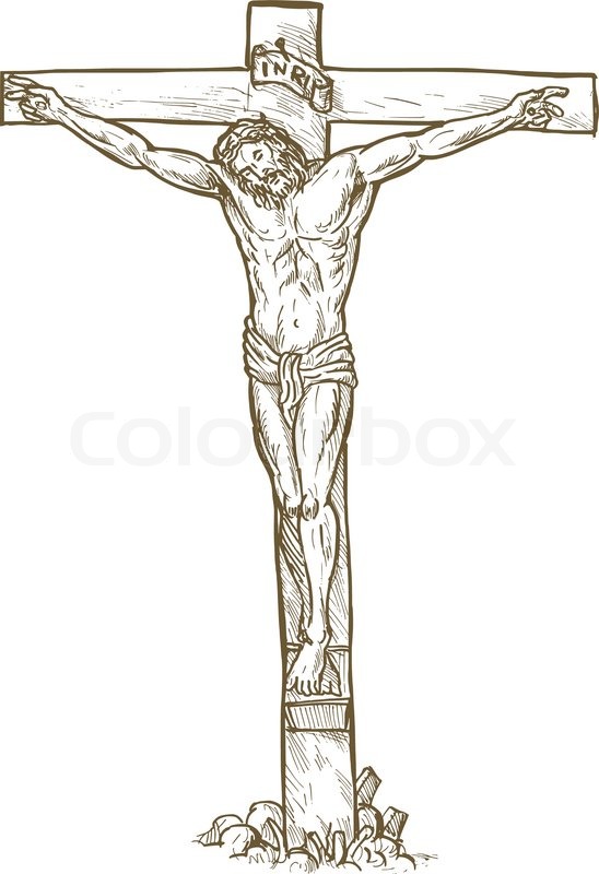 548x800 Jesus Christ Cross Drawing Stock Vector Colourbox - Jesus On Cross Sketch