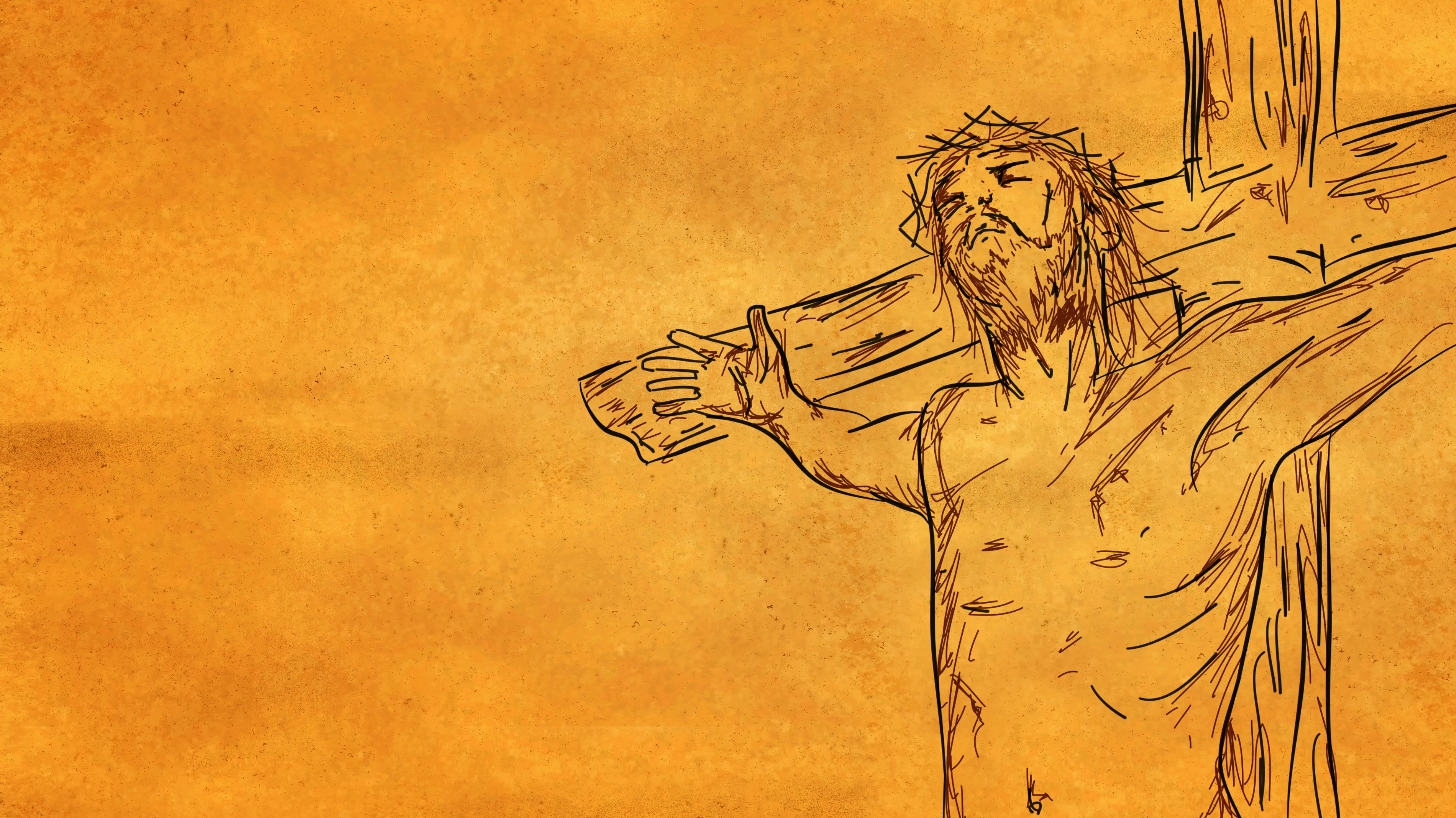 3840x2160 Jesus On Cross Sketch Looping Animation With Alpha Channel - Jesus On Cross Sketch