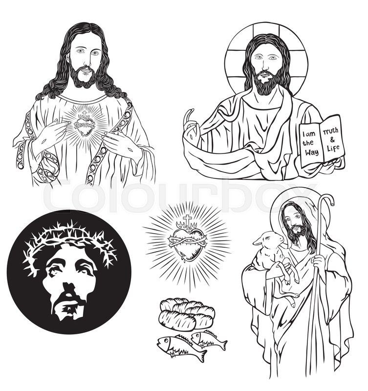753x800 Jesus Sketch Drawing, Art Vector Design Stock Vector Colourbox - Jesus Sketch