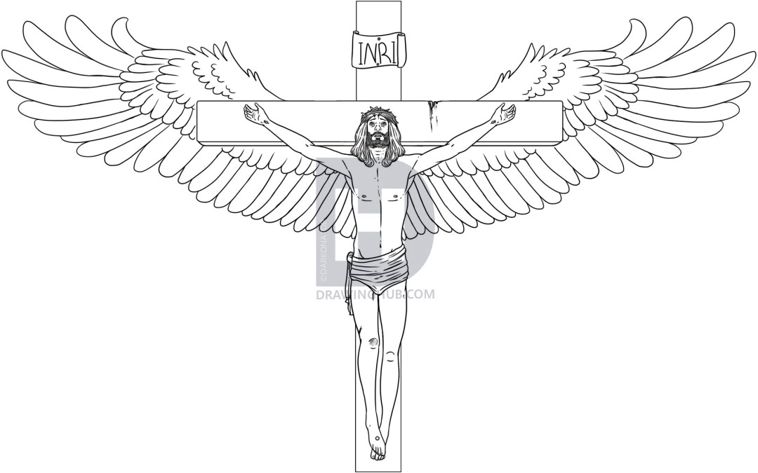 1080x675 How To Draw Jesus On The Cross, Step By Step, Drawing Guide, By - Jesus Sketch Easy