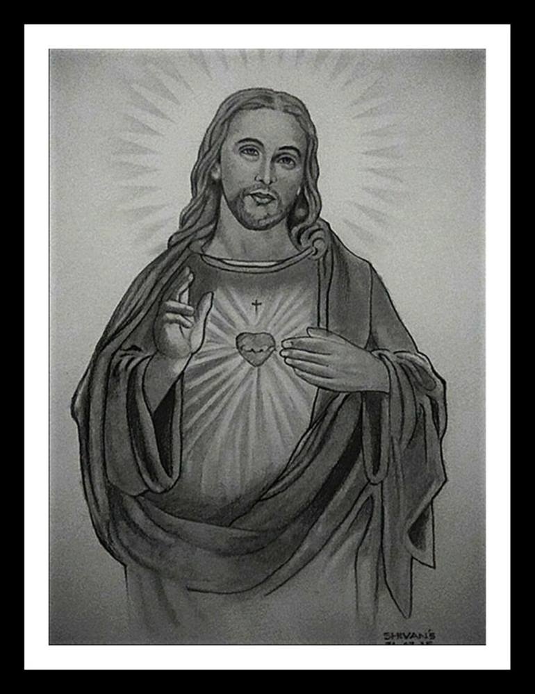 770x999 Jesus Christ Drawing By Shivkumar Menon Saatchi Art - Jesus Sketch Images