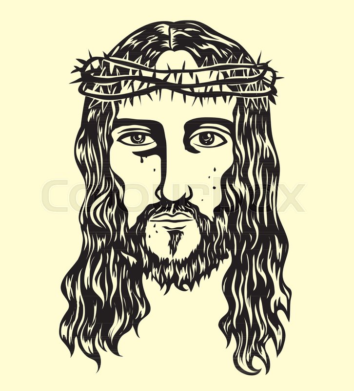 726x800 The Face Of The Lord Jesus Sketch Drawing, Art Vector Design - Jesus Sketch Images