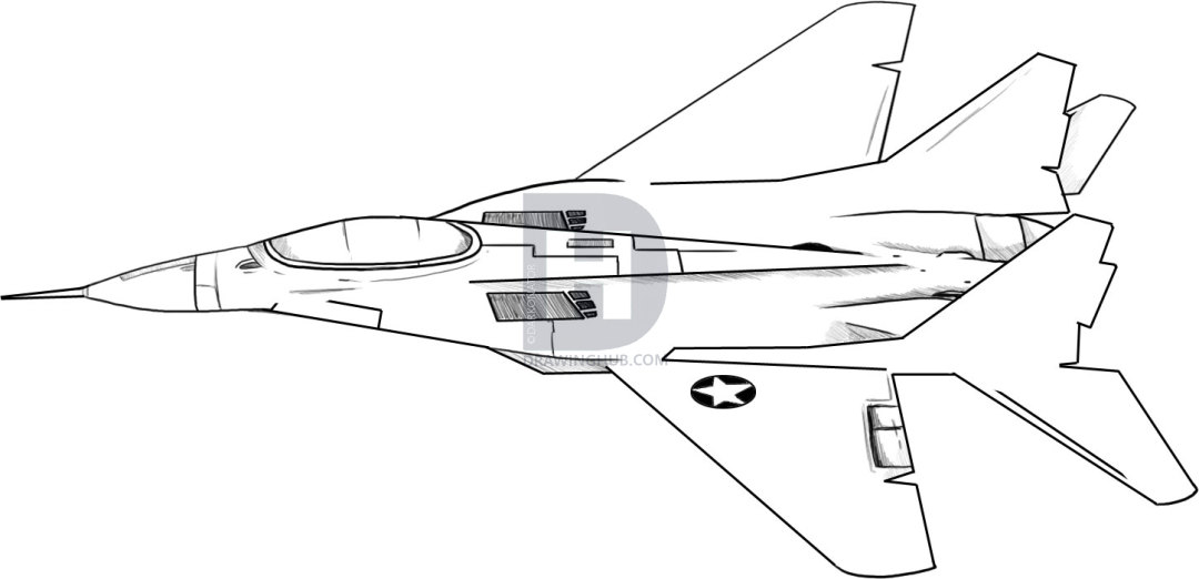 1080x522 How To Draw A Fighter Jet, Step By Step, Drawing Guide, By - Jet Fighter Sketch