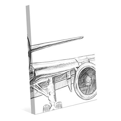 425x425 Triptych Right Wing Jet Plane Airplane Sketch Line - Jet Plane Sketch