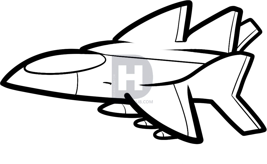 1061x654 How To Draw A Jet For Kids, Step By Step, Drawing Guide, By - Jet Sketch