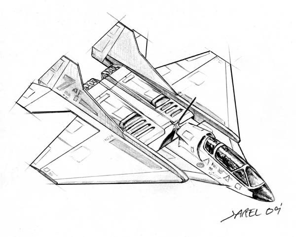 600x482 Jarel Aircraft Design Concept Sketches - Jet Sketch