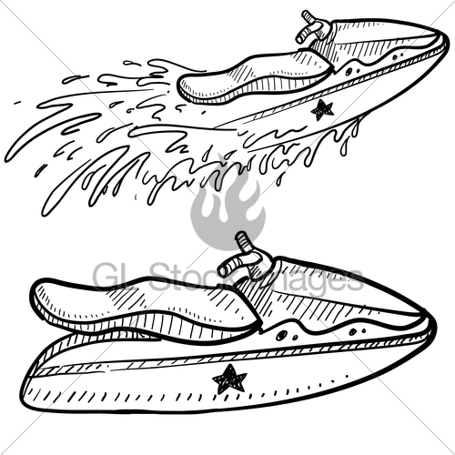 500x500 Jet Ski Sketch Gl Stock Images - Jet Ski Sketch