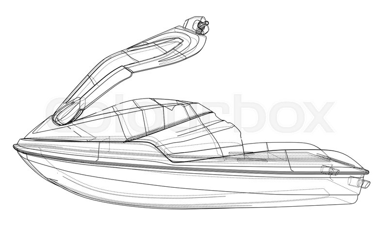 800x472 Jet Ski Sketch. Vector Rendering Of 3d. Wire Frame Style. The - Jet Ski Sketch