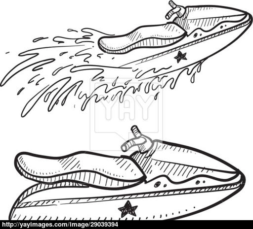 512x465 Jet Ski Vector Sketch Vector - Jet Ski Sketch