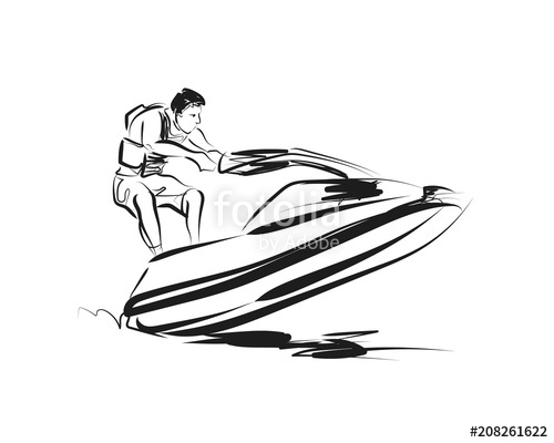 500x400 Vector Sketch Rider On A Jet Ski Stock Image And Royalty Free - Jet Ski Sketch