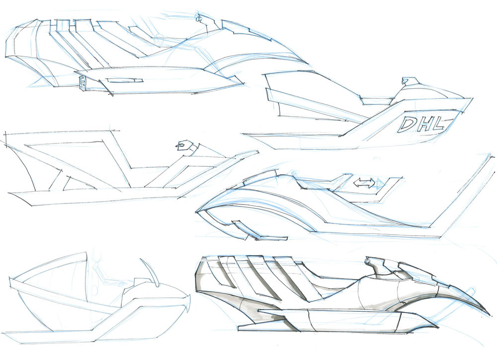 1000x707 Design By Drawing Excercize Of A Cargo Jet Ski [By Hand + Digital - Jet Ski Sketch
