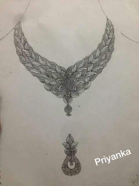 480x640 Drawn Necklace Sketch - Jewellery Sketches