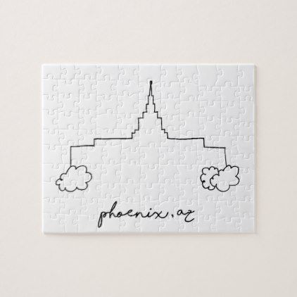 422x422 Phoenix Arizona Temple Simple Modern Sketch Jigsaw Puzzle Kids - Jigsaw Puzzle Sketch