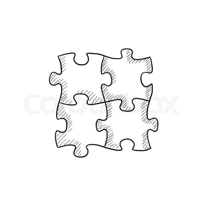 800x800 Puzzle Vector Sketch Icon Isolated On Background. Hand Drawn - Jigsaw Puzzle Sketch