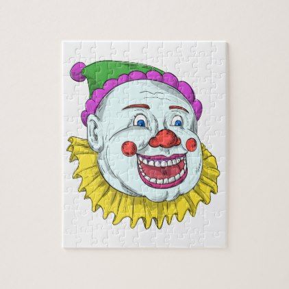 422x422 Vintage Circus Clown Smiling Drawing Jigsaw Puzzle - Jigsaw Sketch