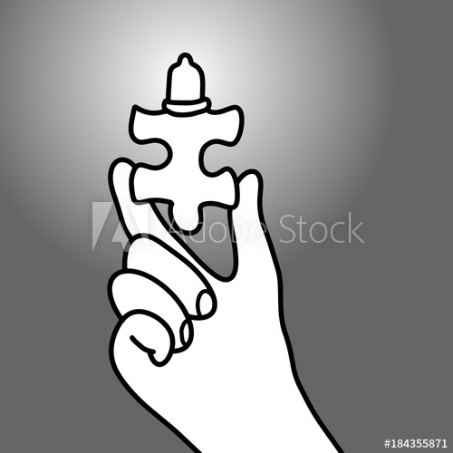 500x500 Hand Holding Jigsaw With Condom Vector Illustration Doodle Sketch - Jigsaw Sketch