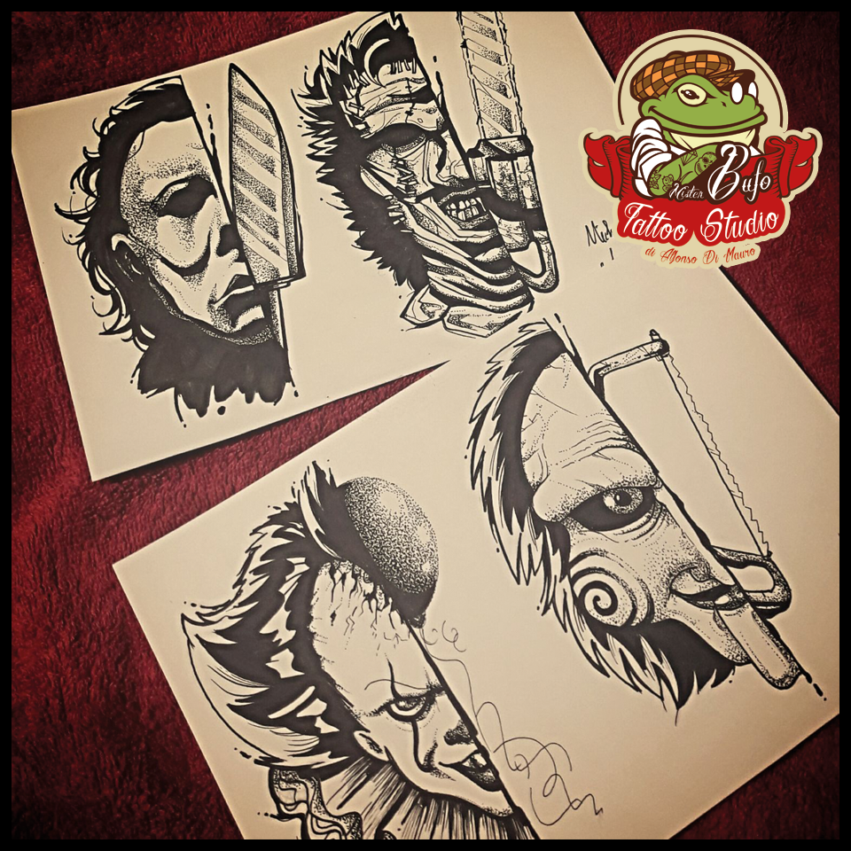 960x960 Halloween Flash Tattoo Sketch! Are You Ready To Scary - Jigsaw Sketch