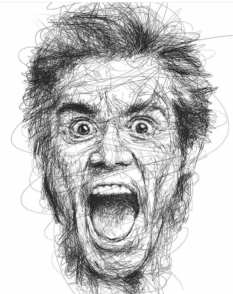 743x936 Faces Of Jim Carrey...scribbled - Jim Carrey Sketch
