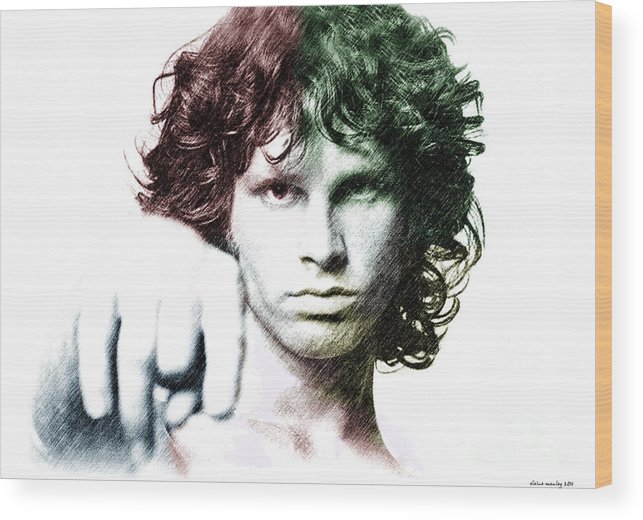 643x520 Jim Morrison Wood Print By Elaine Manley - Jim Morrison Sketch