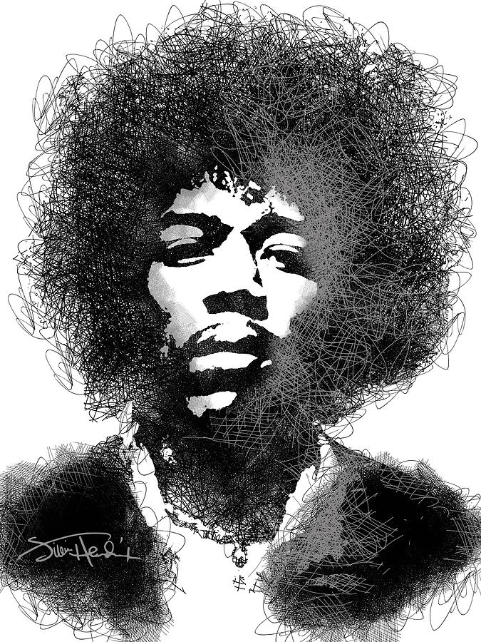 675x900 Jimi Hendrix Sketch Pen Portrait Digital Art By Mihaela Pater - Jimi Hendrix Sketch