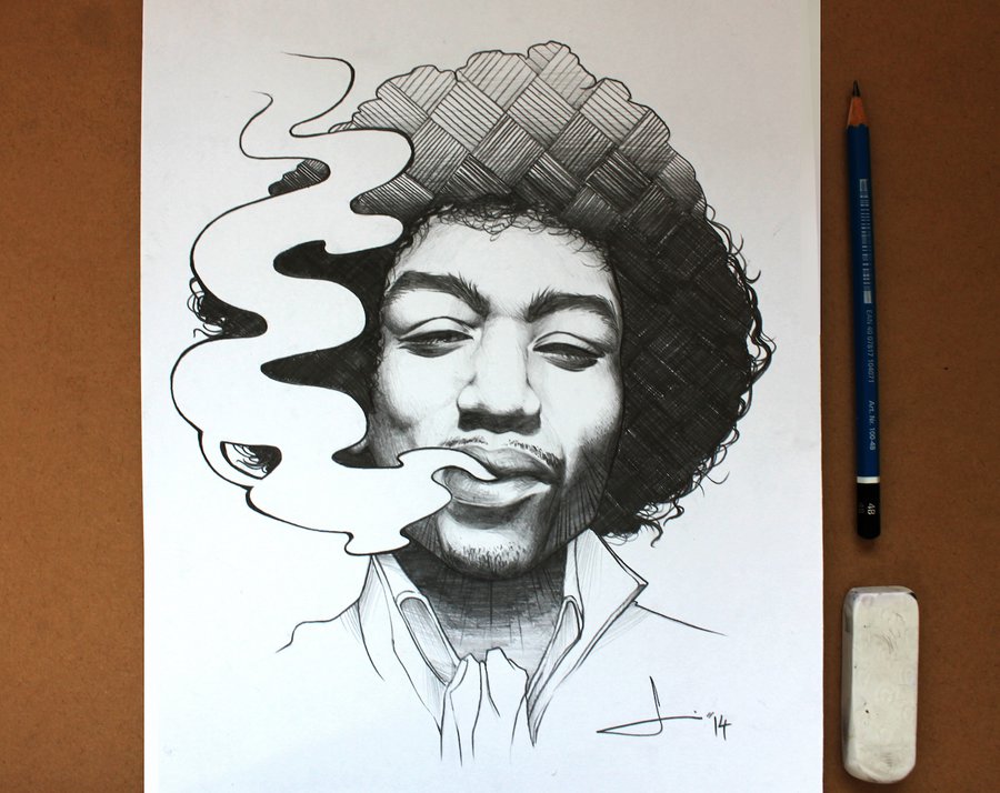 900x714 Jimi Hendrix By Kelogsloops - Jimi Hendrix Sketch