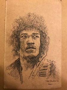 225x300 Music Legend Jimi Hendrix Ball Point Pen Drawing Sketch Ebay - Jimi Hendrix Sketch