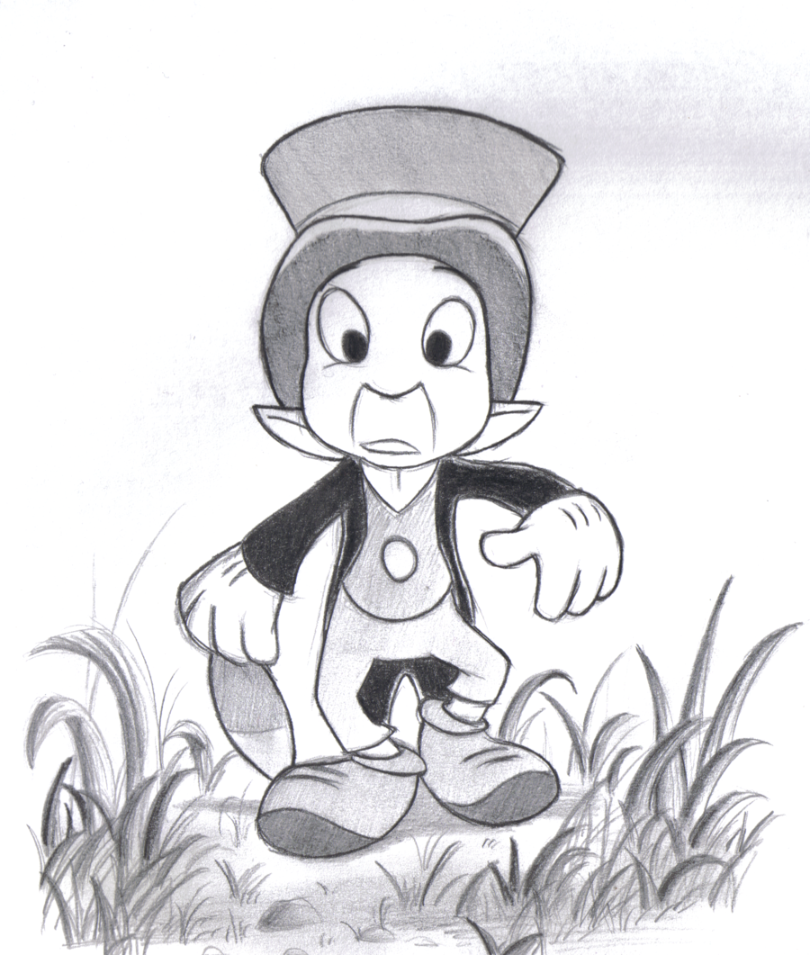 900x1061 Jiminy Cricket On Pinocchio Wtp - Jiminy Cricket Sketch