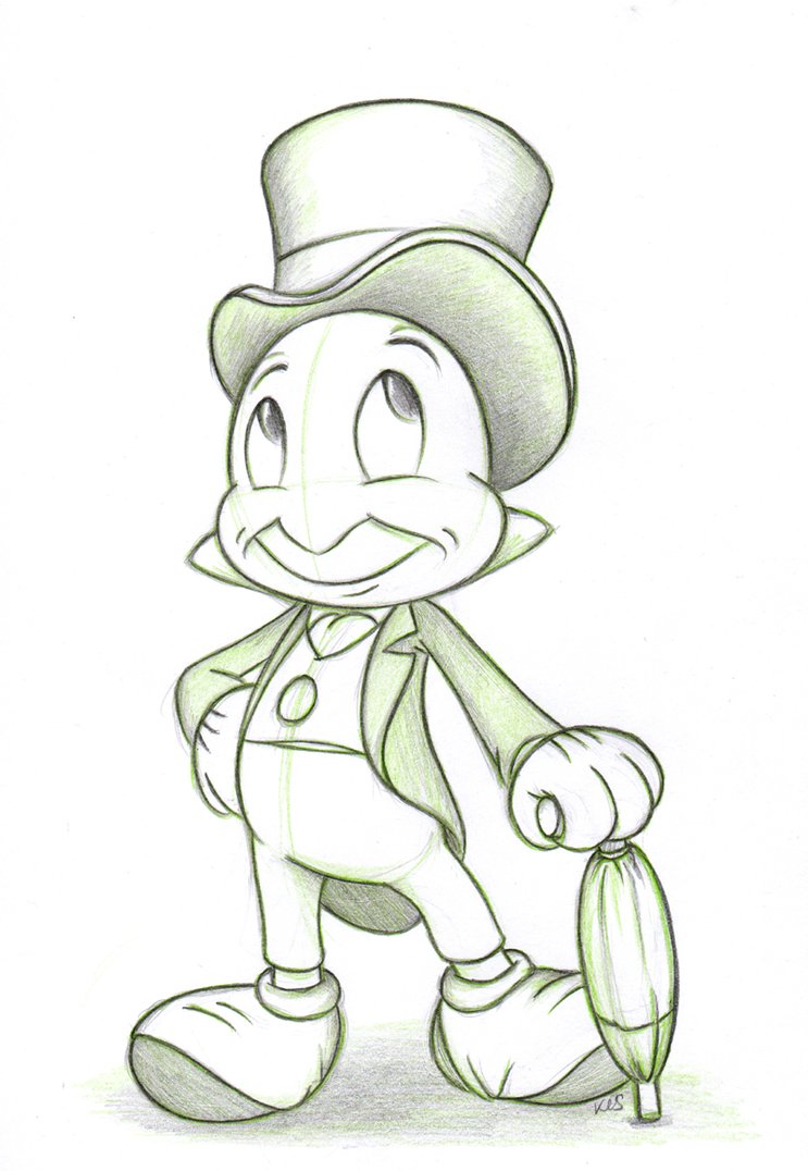 743x1076 Presie Sketches Jiminy By Snow White Kt - Jiminy Cricket Sketch