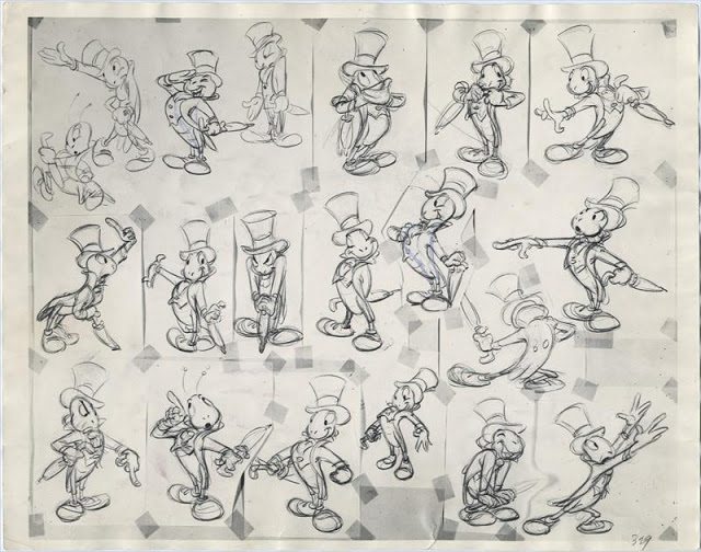 640x504 The Animatorium Early Versions Of Famous Cartoon Characters - Jiminy Cricket Sketch