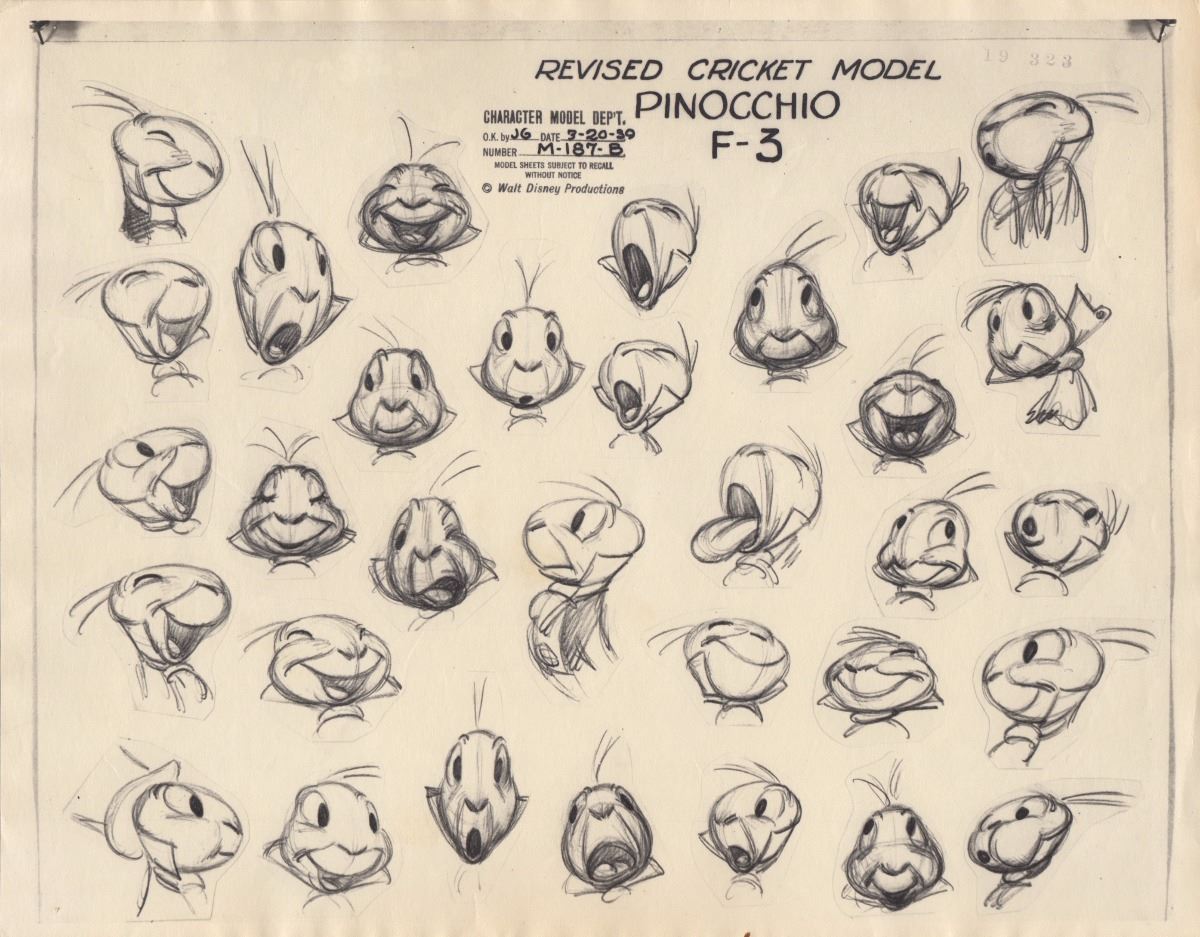 1200x937 Vintage Disney Jiminy Cricket Pinocchio Model Sheet - Jiminy Cricket Sketch