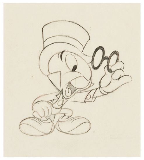 493x550 Bruce Smith Animator Jiminy Cricket From Pinocchio (1940), By - Jiminy Cricket Sketch