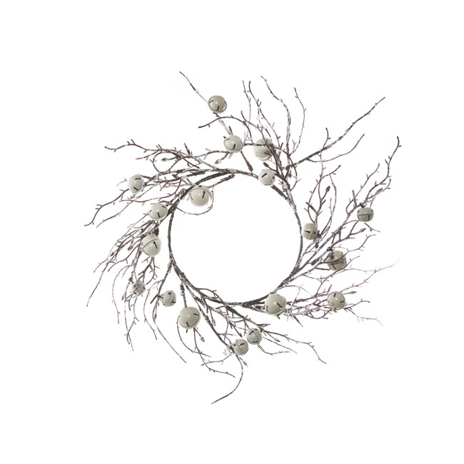650x650 Christmas Jingle Bells Rustic Wreath Snowy White (30 40cm) - Jingle Bells Sketch