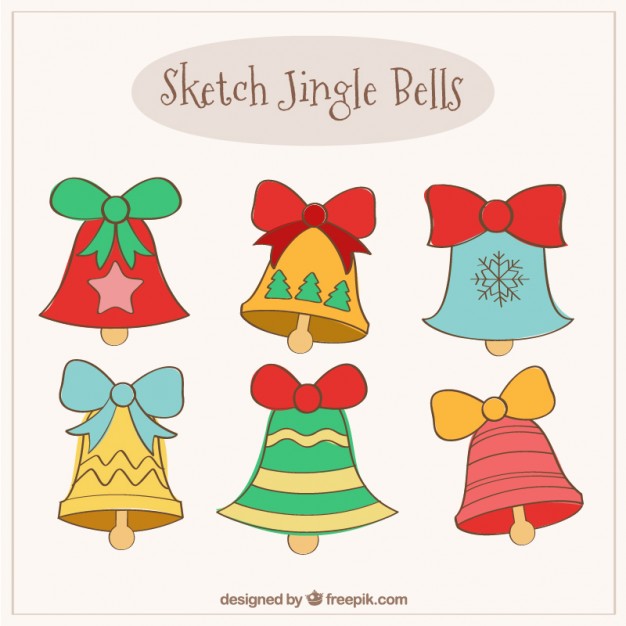 626x626 Drawn Jingle Bells Collection Vector Free Download - Jingle Bells Sketch