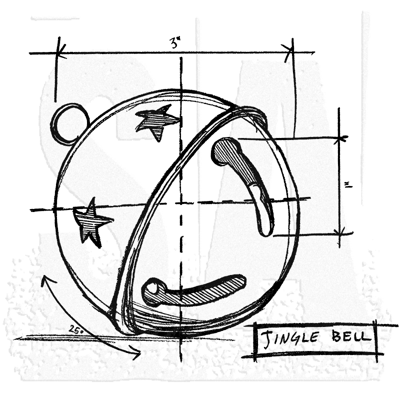 800x800 Tim Holtz Wood Mounted Stamp - Jingle Bells Sketch