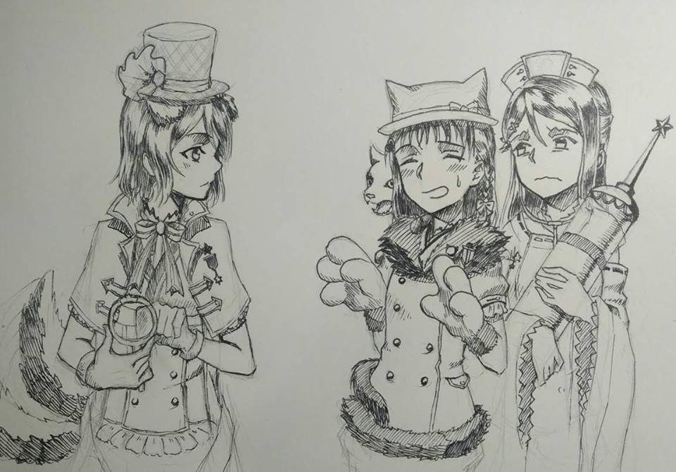 960x670 Sketch Of Job Chika, You And Riko Schoolidolfestival - Job Sketch