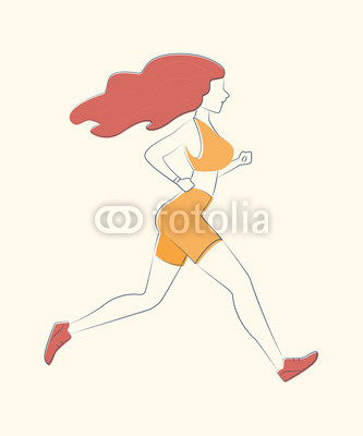 333x400 Running Girl. Woman Jogging Outdoor. Vector Sketch Illustration - Jogging Sketch