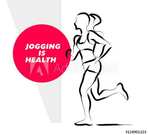 500x455 Vector Hand Drawn Active People Sketch Isolated On White - Jogging Sketch