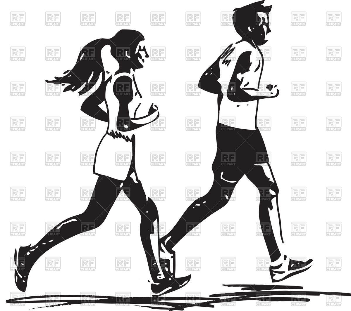 1200x1065 Young Fitness Couple - Jogging Sketch