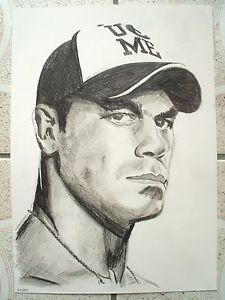 225x300 A4 Charcoal Sketch Drawing Wrestler John Cena Ebay - John Cena Sketch
