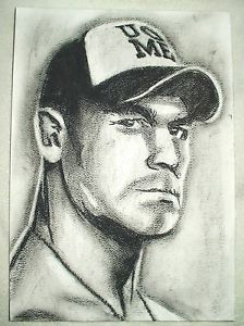 224x300 Paper Drawing Charcoal Sketch Wrestler John Cena Art 16x12 Inch Ebay - John Cena Sketch