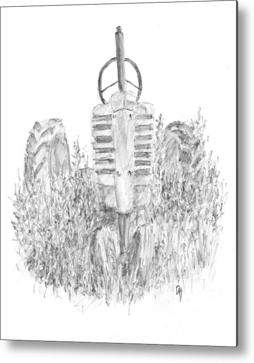 494x707 Vintage John Deere Tractor Sketch Metal Print By David King - John Deere Sketch