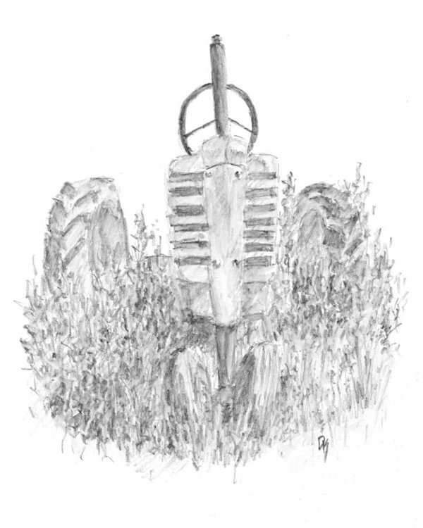 600x750 Vintage John Deere Tractor Sketch Poster By David King - John Deere Sketch